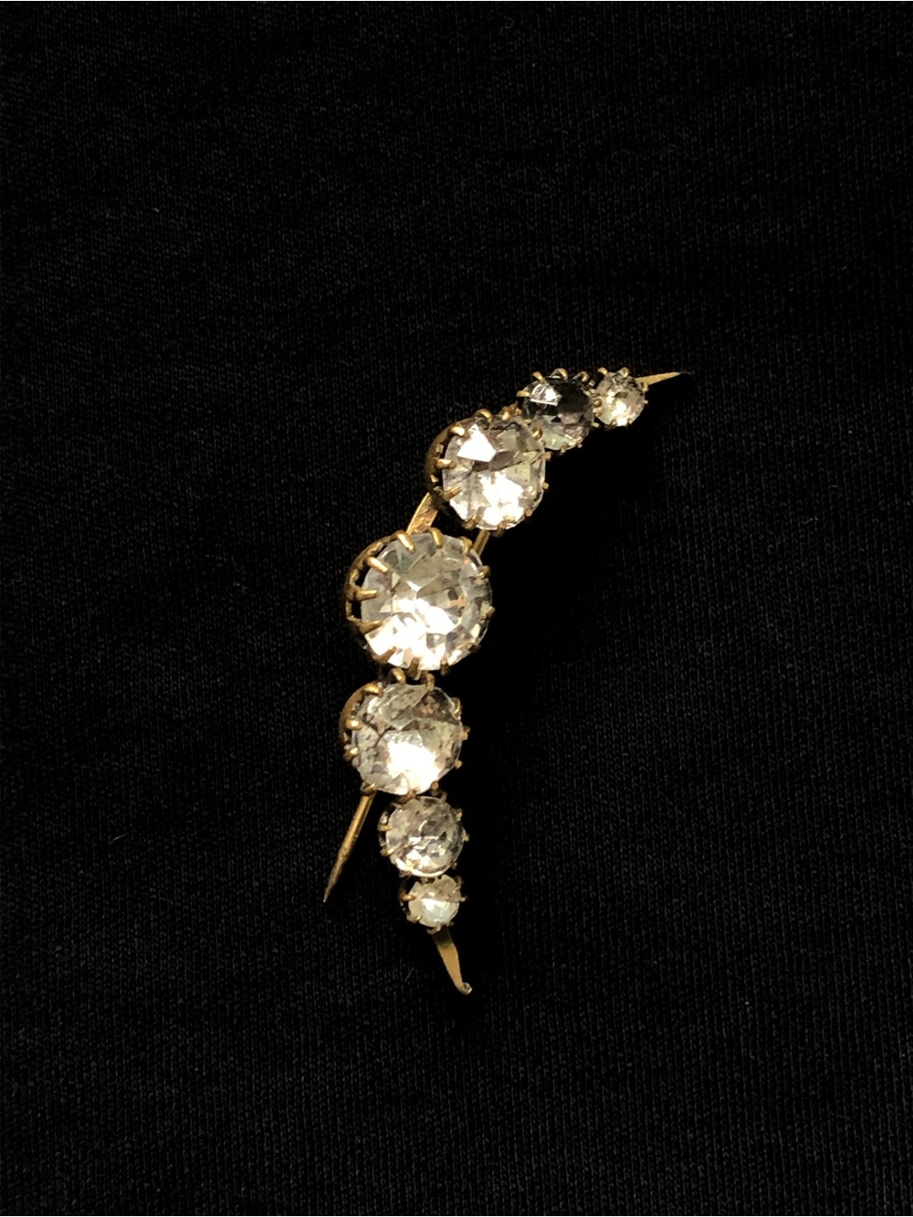 Antique Rhinestone Crescent Moon Brooch